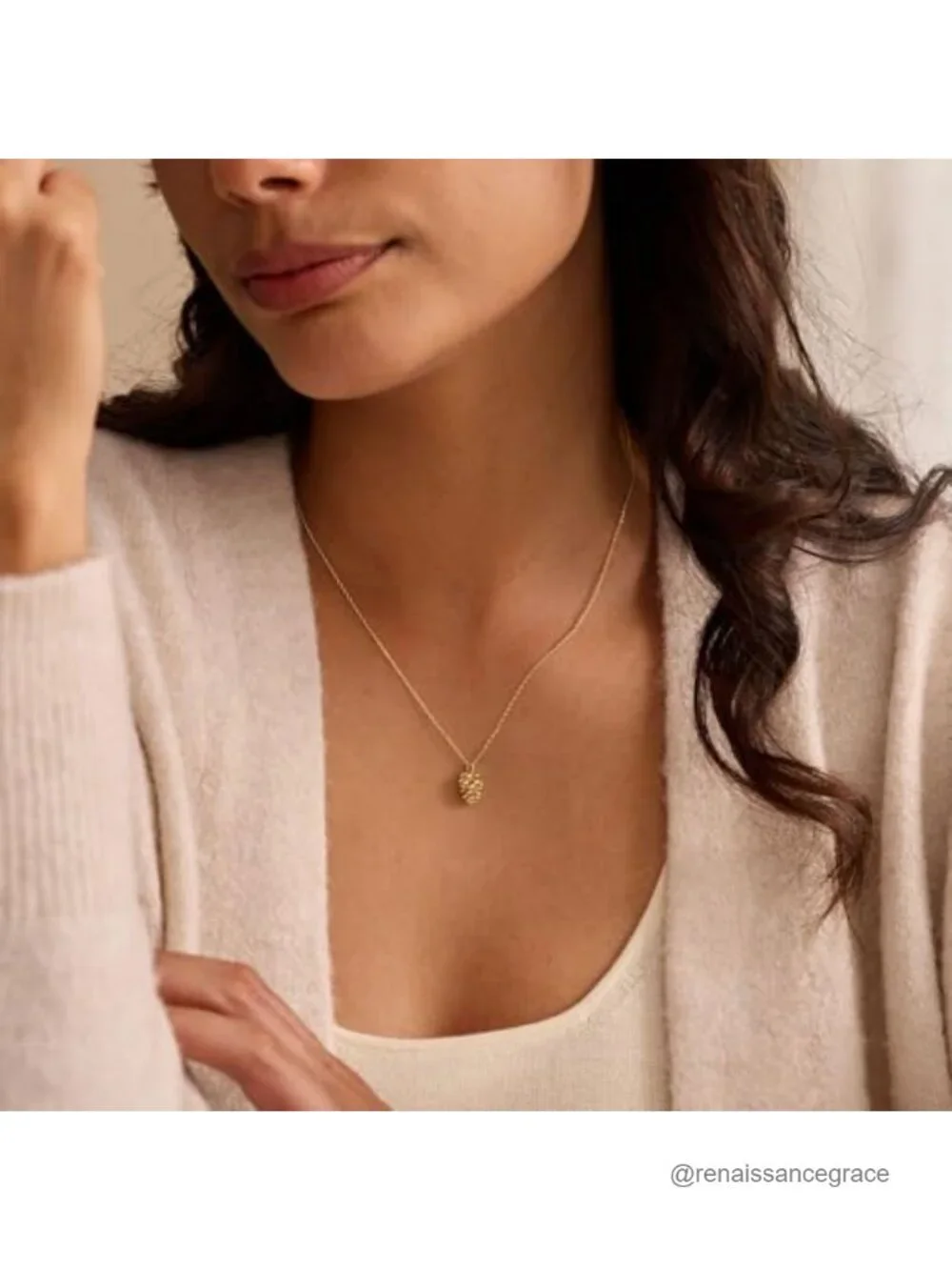 14K Gold Plated Woodland Pendant Necklace Dainty Nature Jewelry Gift